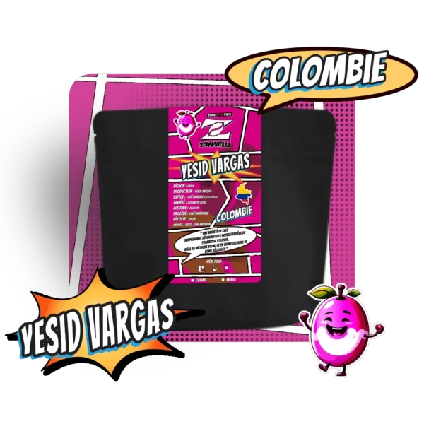 Sachets Colombie Yesid Vargas - Café 100% arabica Torréfaction Cafés Zannelli 26110 Nyons Drome Provence