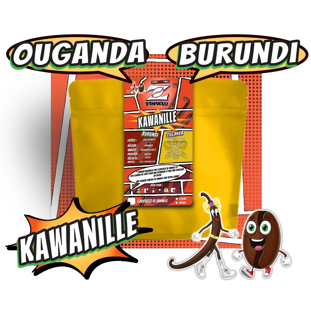 Sachets de café à la vanille Kawanille - Café spécialité 100% arabica - Torréfaction Cafés Zannelli 84110 Vaison La Romaine Vaucluse Provence