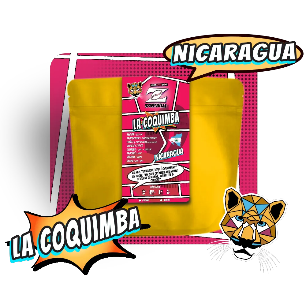Sachet de café Nicaragua La Coquimba - Café spécialité 100% arabica Torréfaction Cafés Zannelli 26110 Nyons Drome Provence