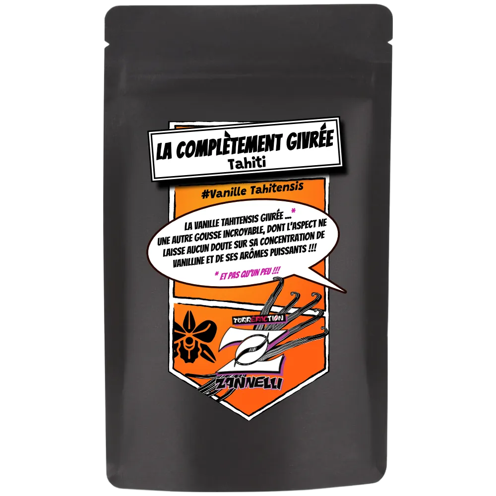 Sachet La Complètement Givrée Gousses de Vanille Tahitensis de Tahiti - Torréfaction Cafés Zannelli 26170 Buis Les Baronnies Drome Provence